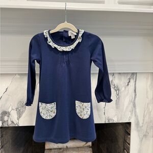 The Proper Peony Navy Pima Cotton Dress with Mallard accents, Size 4T